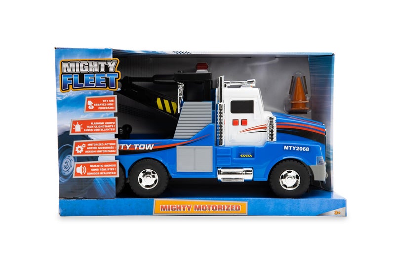 Mighty Fleet Mighty Motorized Tow Truck Toy â€“ 15" Vehicle with Lights, Sounds, Working Winch & Traffic Cones â€“ Batteries Included â€“ Ages 3+ - Image 5